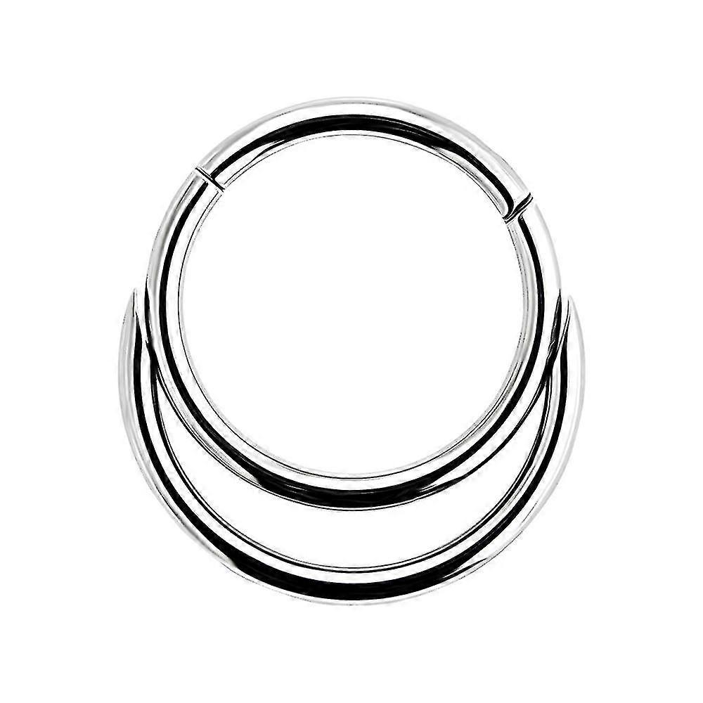 16 Gauge ( 1.2mm ) - 9mm Diameter 316l Surgical Steel Twin Circle Hinged Segment Nose Ring Septum Piercing Jewellery-MXBC