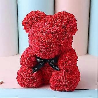 Rose Teddy Bear Red Teddy Bear Perfect for Christmas Flower Bear for Valentines Day Decoration 25cm