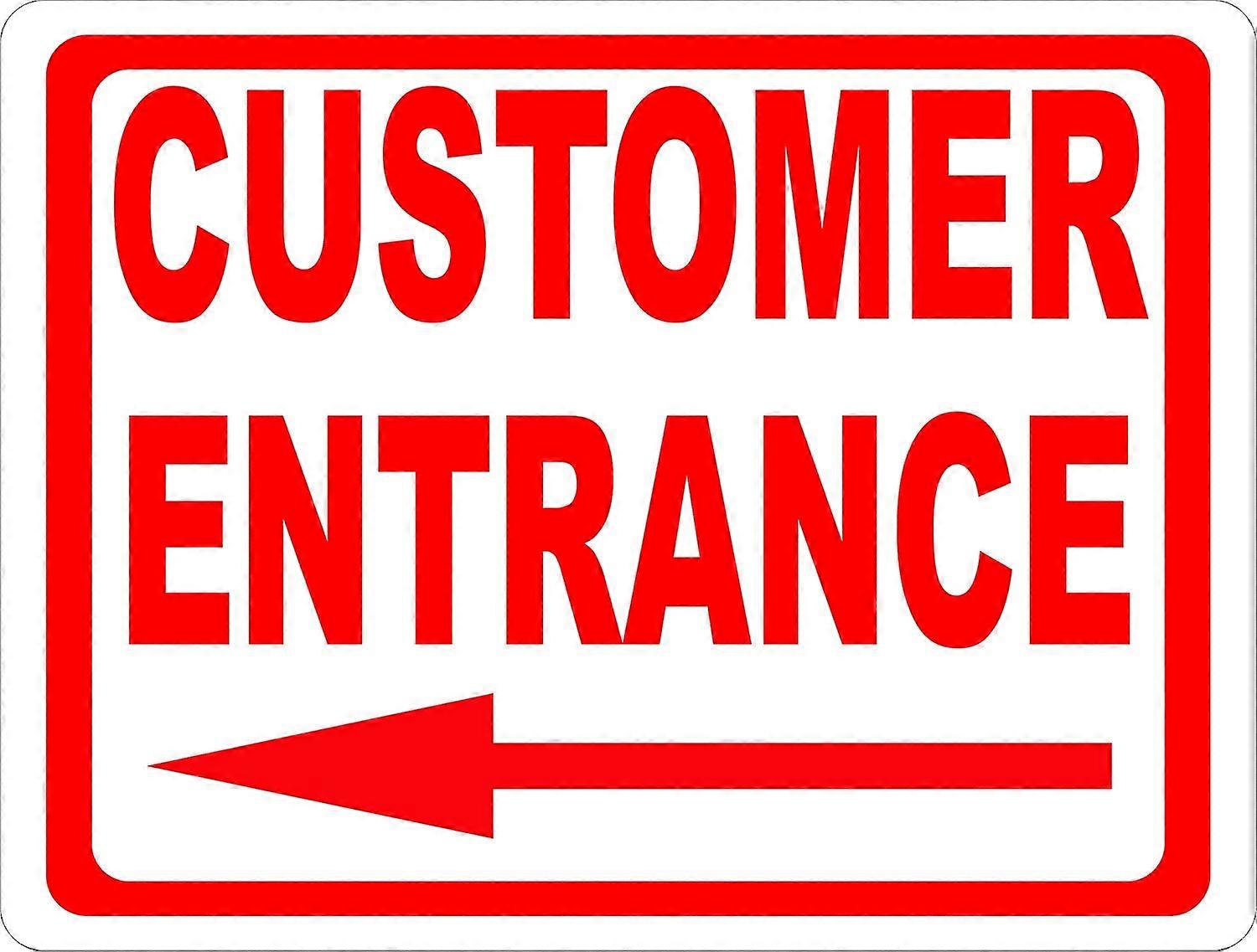 Entrada do cliente com sinal de seta para a esquerda. Metal 8x12.