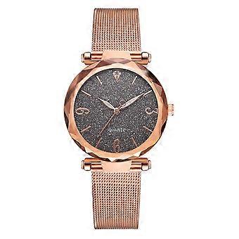 Women Alloy Mesh Strap Watch Arabic Numerals Quartz Wristwatch (Grey)