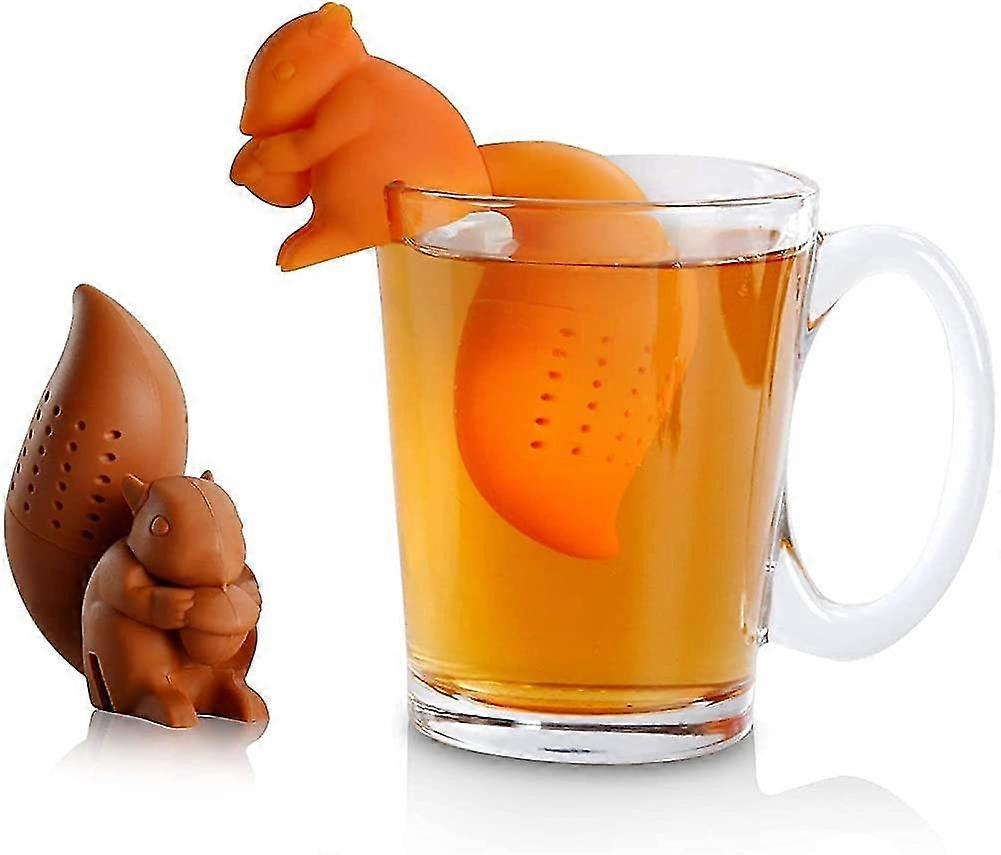 2PCS Cute Silicone Tea Filter (OrangeBrown)