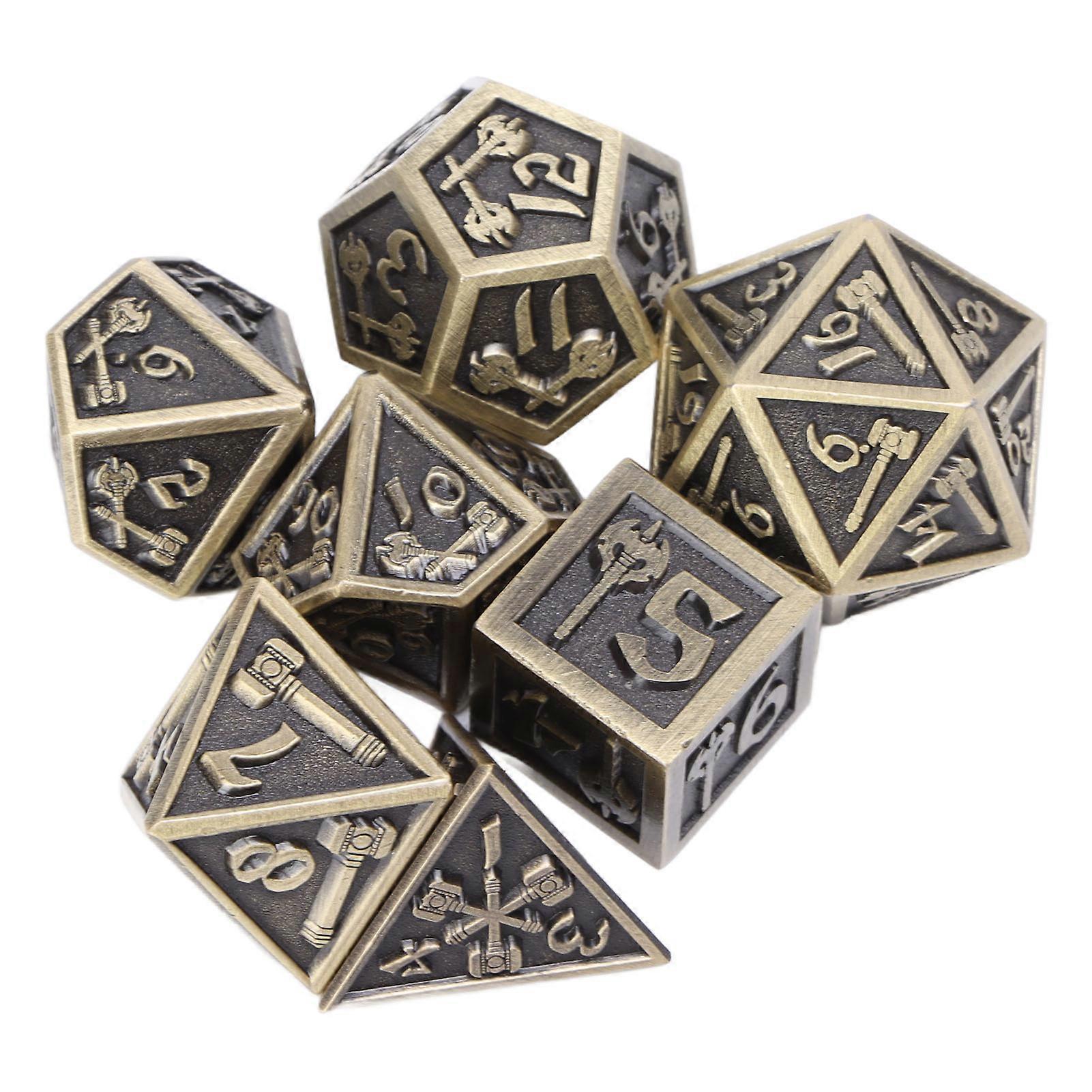 7pcs Polyhedral Dice Set Metal Exquisite Funny Role Playing Game Dice Props for Christmas Party