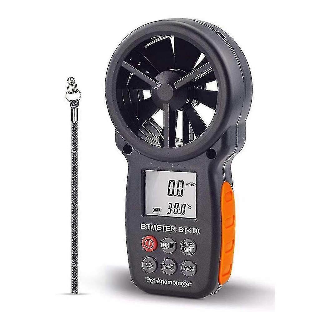 Digital Anemometer Handheld Wind Speed Meter Bt-100 For Measuring Wind Speed, Temperature And Wind Chill With Backlight Lcd