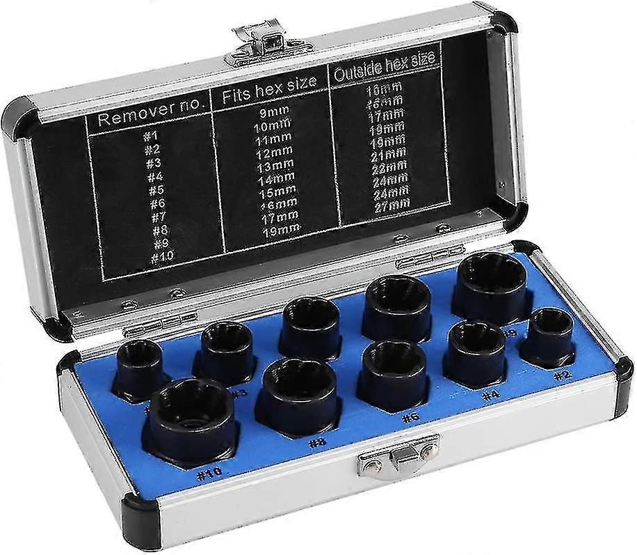 10 Pcs Damaged Bolt Nut Screw Remover Extractor Removal Set Threading Tools Kit