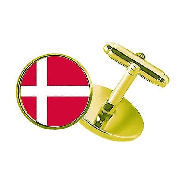 デンマーク国旗ヨーロッパカントリースタッズビジネスメタルカフリンクスゴールデン