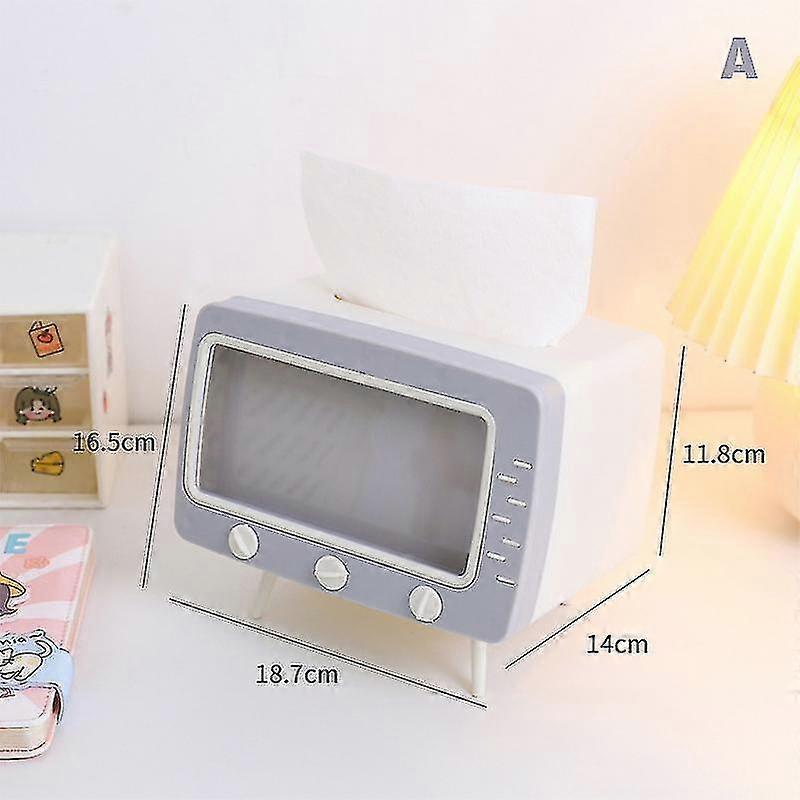Søt multifunksjonsvev Box Holder Square For Hjem Kawaii Desktop Dekor Tv Tissue Box Case Pink Phone Holder Storage Organizer
