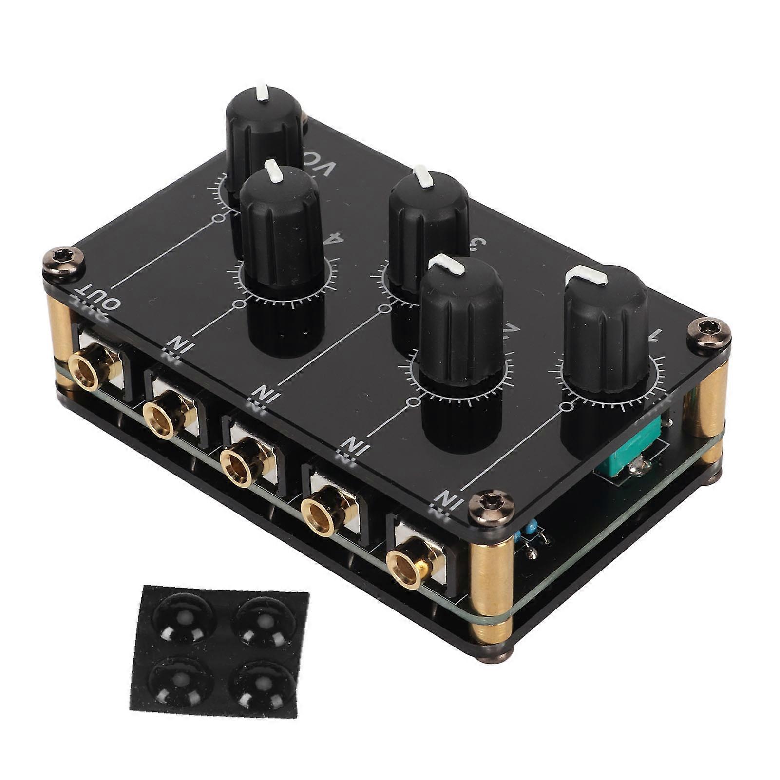 Sound Passive Mixer Dual Channel Sound Input 4 In 1 Out Mini Low Noise Portable Passive Stereo Sound Mixer for PC Phone