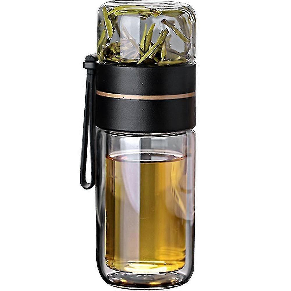 Infuseur de thé en verre à double paroi Bouteille de thé Gobelet avec infuseur Bouteille de thé portable pour thé en vrac Tasse à thé de voyage avec passoire tasse à thé à double usage