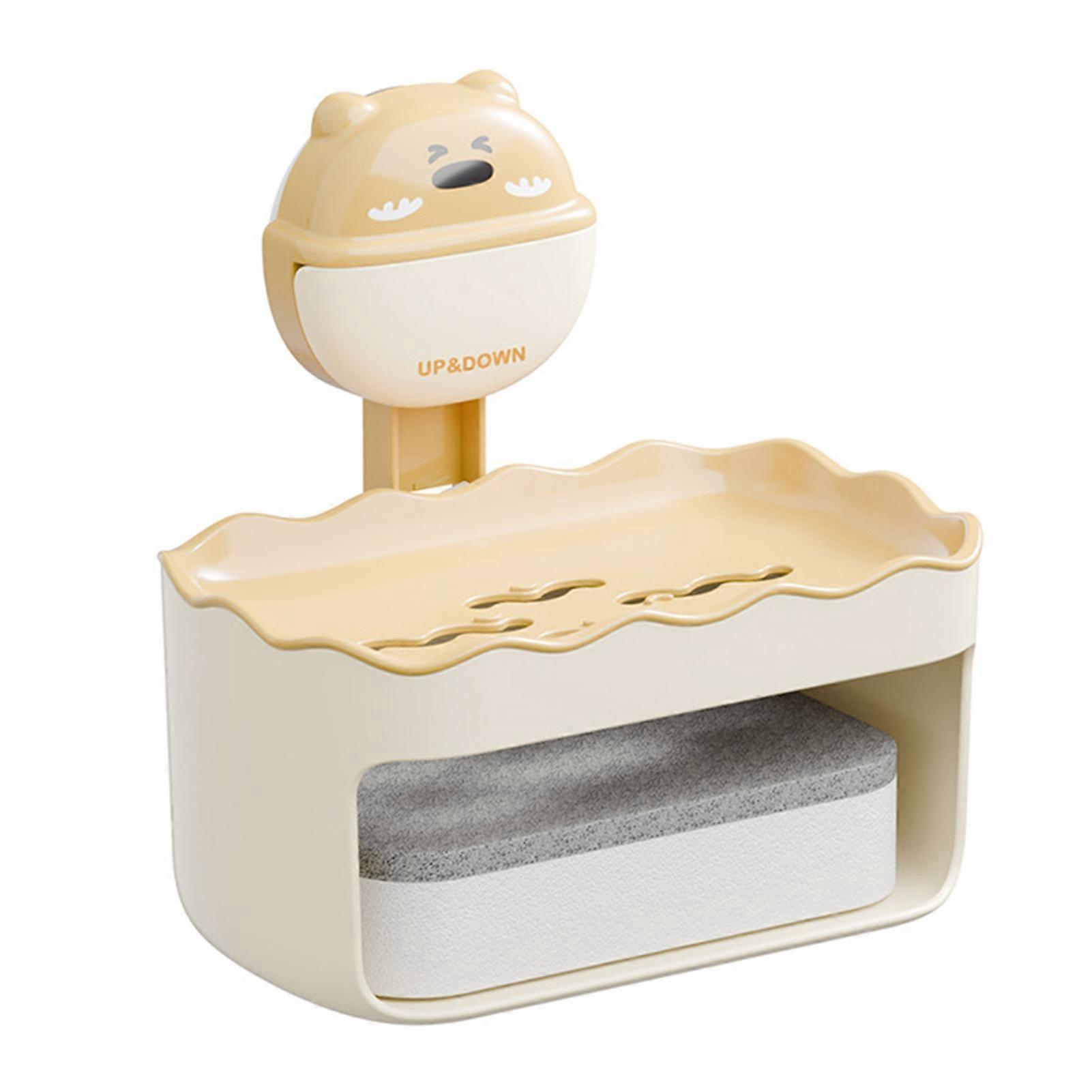 Suction Cup Soap Dish Wall Hanging Storage Box Cartoon Shape Double Layer Easy to Install Powerful Vacuum Suction Soap Holder