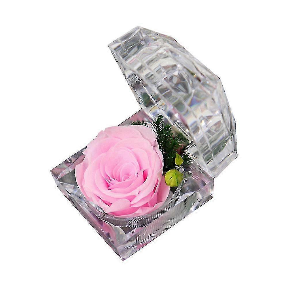 Echte konservierte Rose für immer in Mini Clear Ring Box, Geschenke für Jubiläum, Valentinstag, Weihnachten, Geburtstag