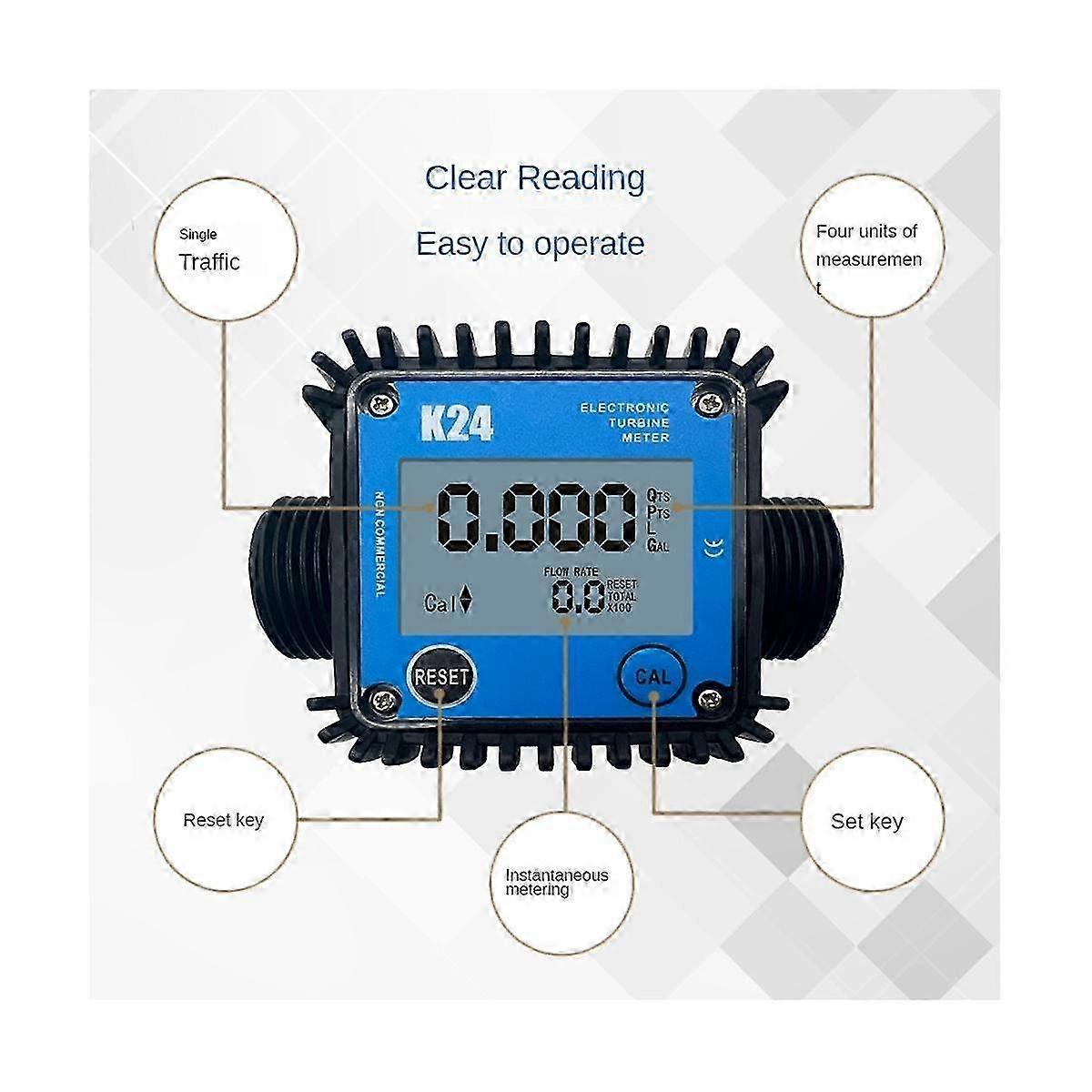 Mindre flow Digital Display Meter Gear Flow Meter Benzin Olie Hydraulikolie Sojaolie Vand 0.1-7L / mi