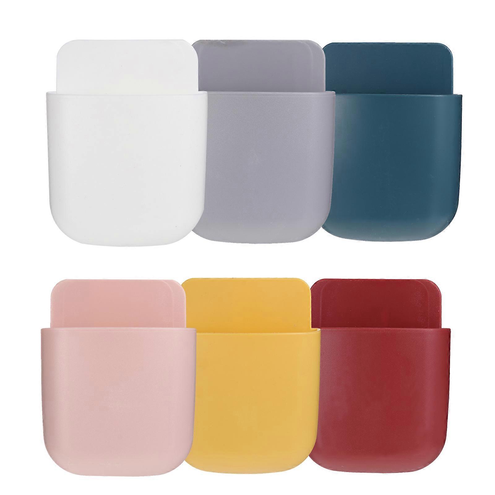 6 Pcs Convenient Storage Shelves Wall-mounted TV Controller Storage Holders