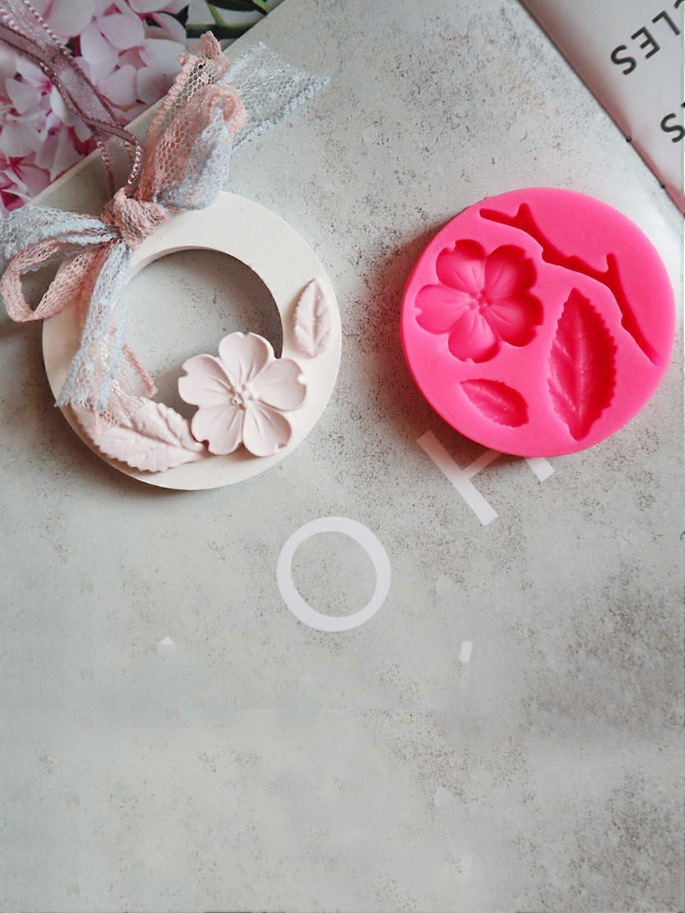 1pc DIY Flower Plaster Mold, Round Pink Silicone Mold For DIY Craft