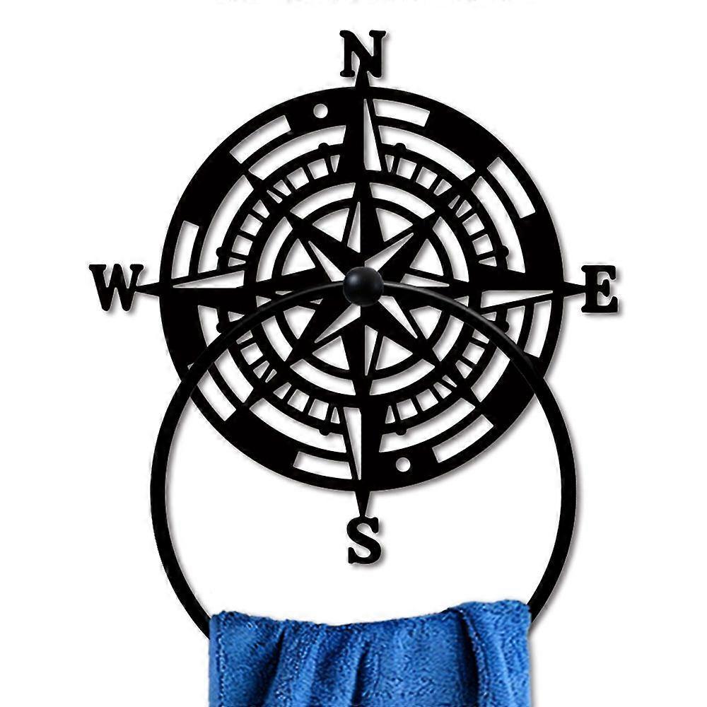 Iron Wall Mounted Hanging Ring Decorative Organizer Rack Compass 180x182mm