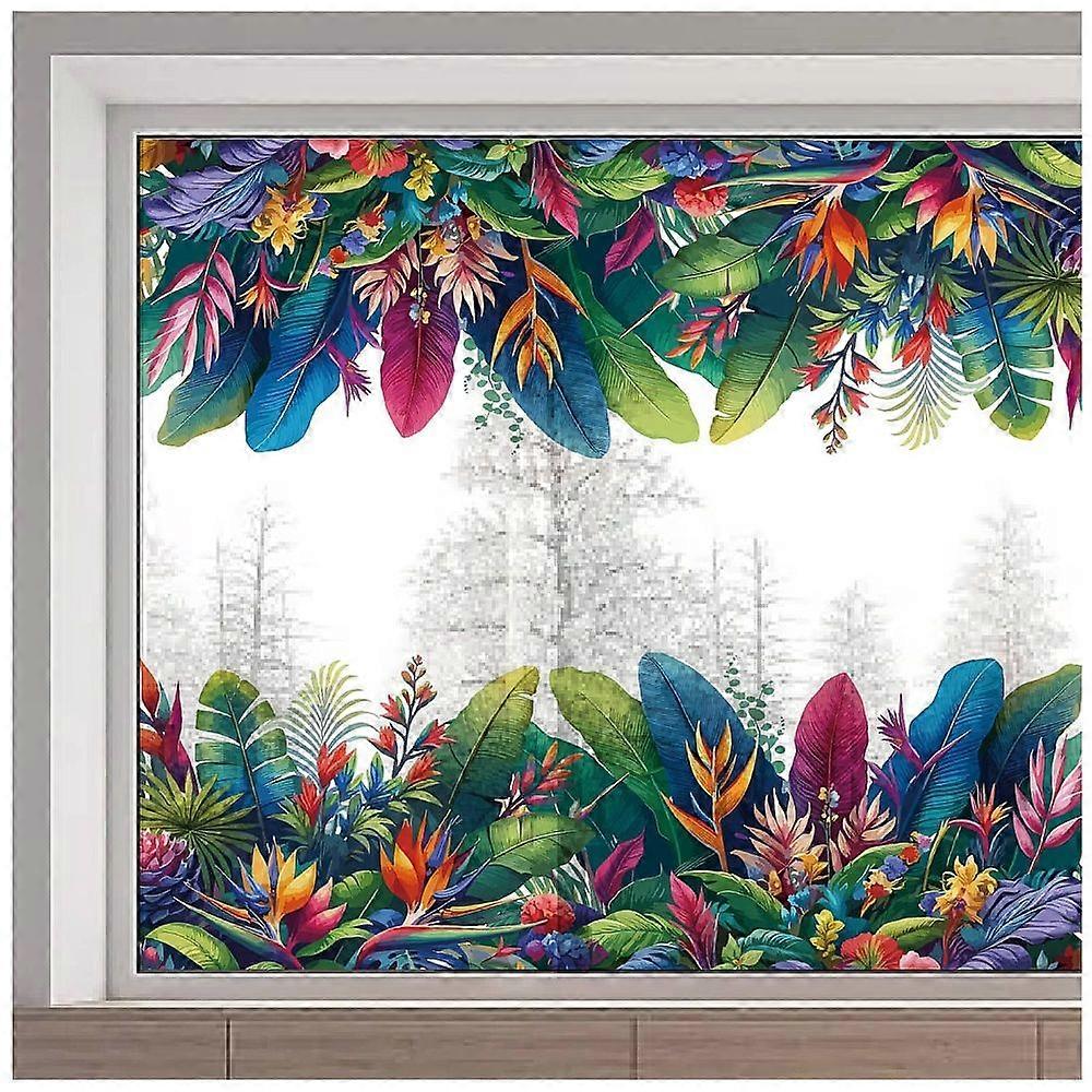1pc PVC Window Static Stickers Rectangle Shape for Window Decoration Leaf 380x1160mm