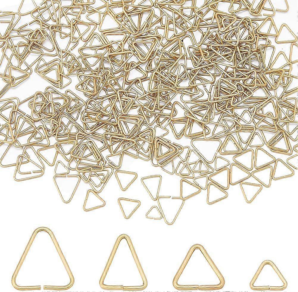 1 Box 400Pcs Triangle Jump Ring Open Jump Rings Pinch Clip Bails Gold Open Jump Ring Pinch Clip Bail Hang Drops Brass Linking Rings for Jewelry Making