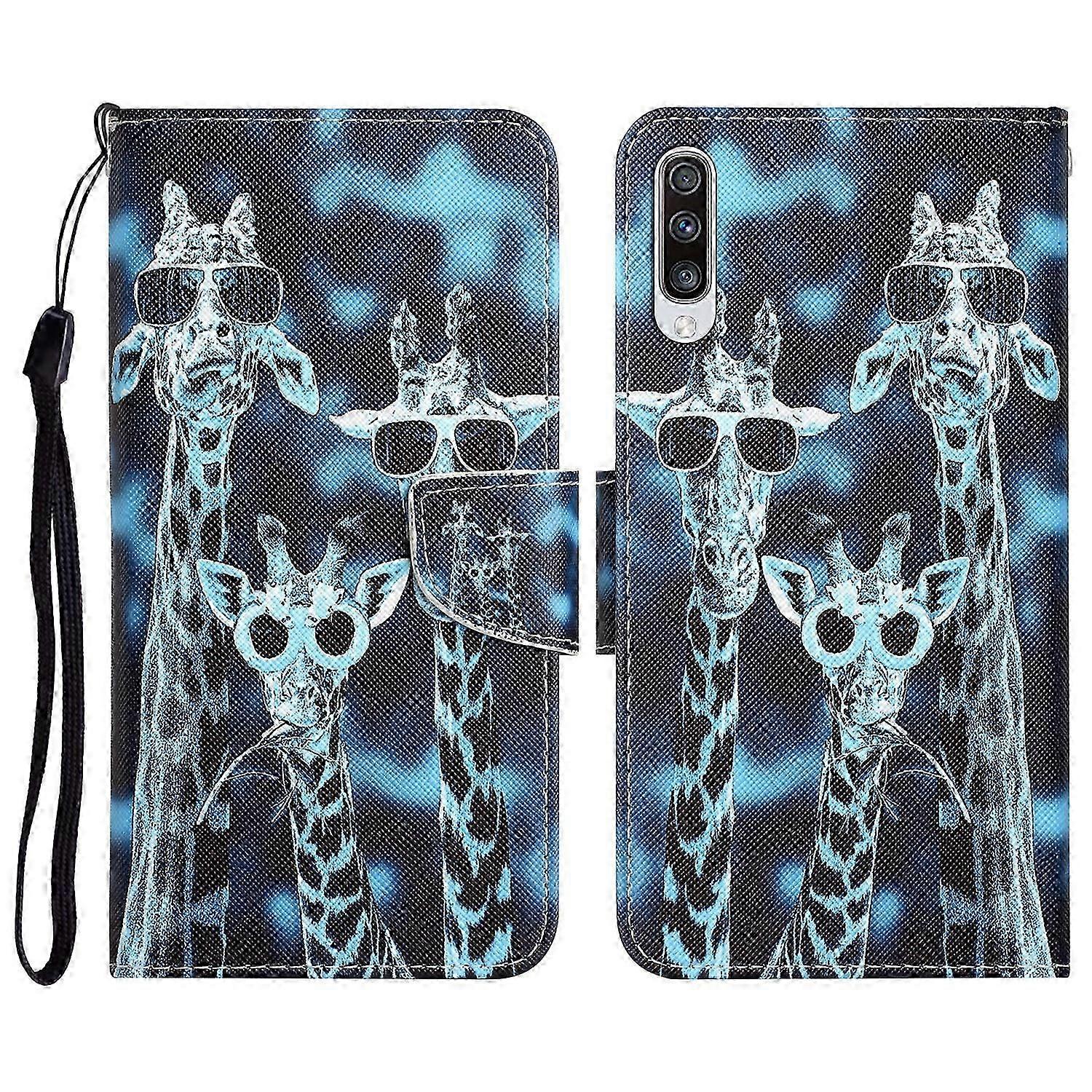 Compatible with Samsung Galaxy A50/ A50S/ A30S Colorful Painting Pattern PU Leather Case with Card Pocket Strap
