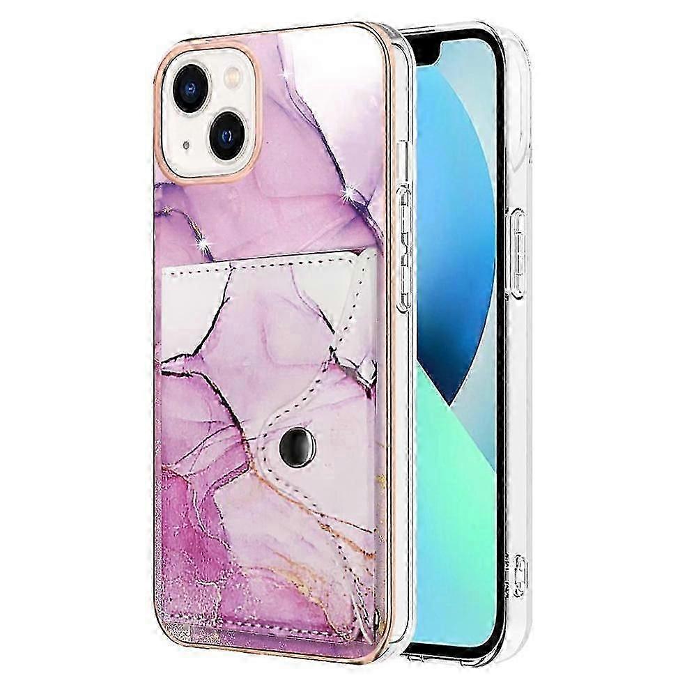 Case For IPhone 13 Card Slots Soft TPU Bumper Marble Slim Wallet