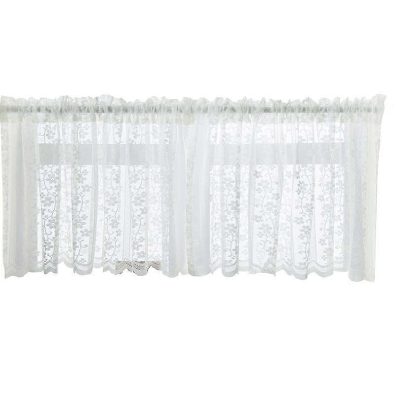 Curtains Translucent Bistro Curtains Translucent Embroidered White Flowers