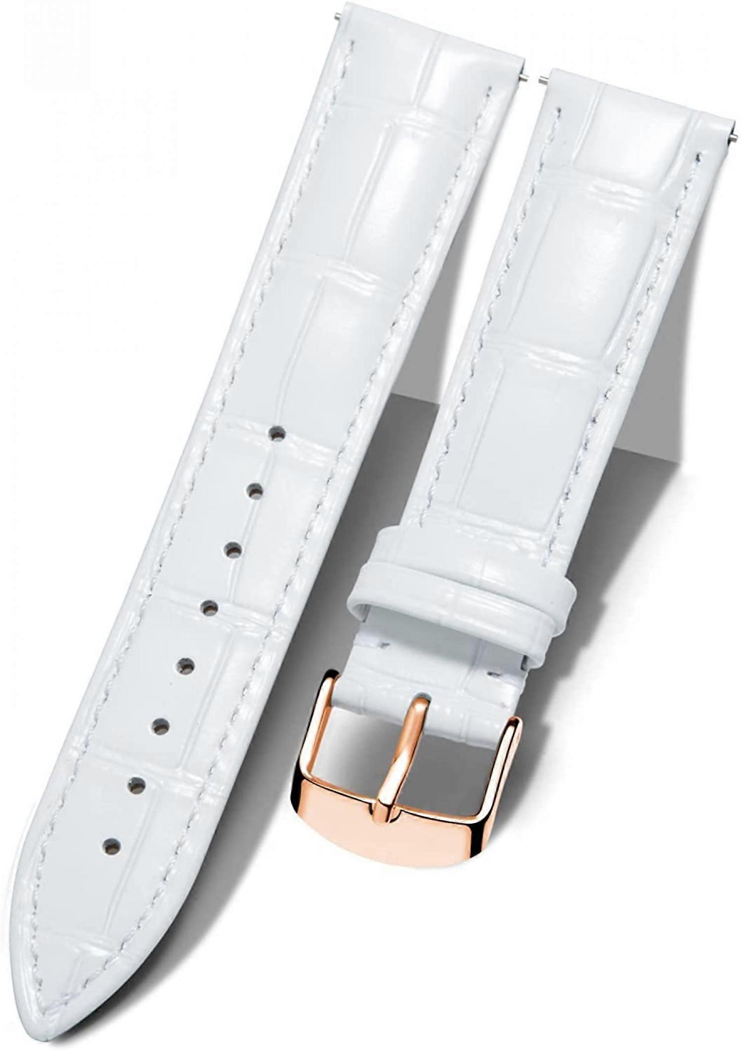 AVEKI Genuine Leather Replacement Watch Band Multicolor Waterproof for Men Women,  GR-White (21mm)