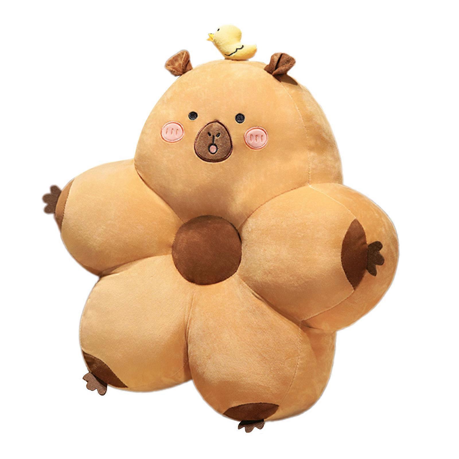 Supportive Back Rest Soft Plush Capybara Shaped Waist Support Cushions for Desk Workers and Drivers  round eyes S