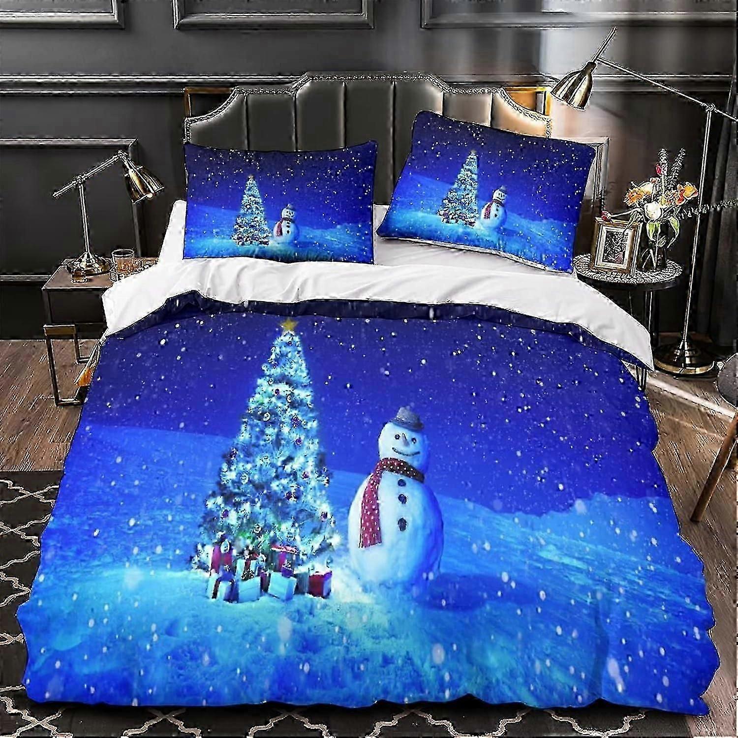 Conjunto de Capa de Edredom Com Impressão D de Natal Conjunto de Cama de Presente de Natal Para Crianças Adolescentes Adultos Peças Capa de Edredom Com Fe