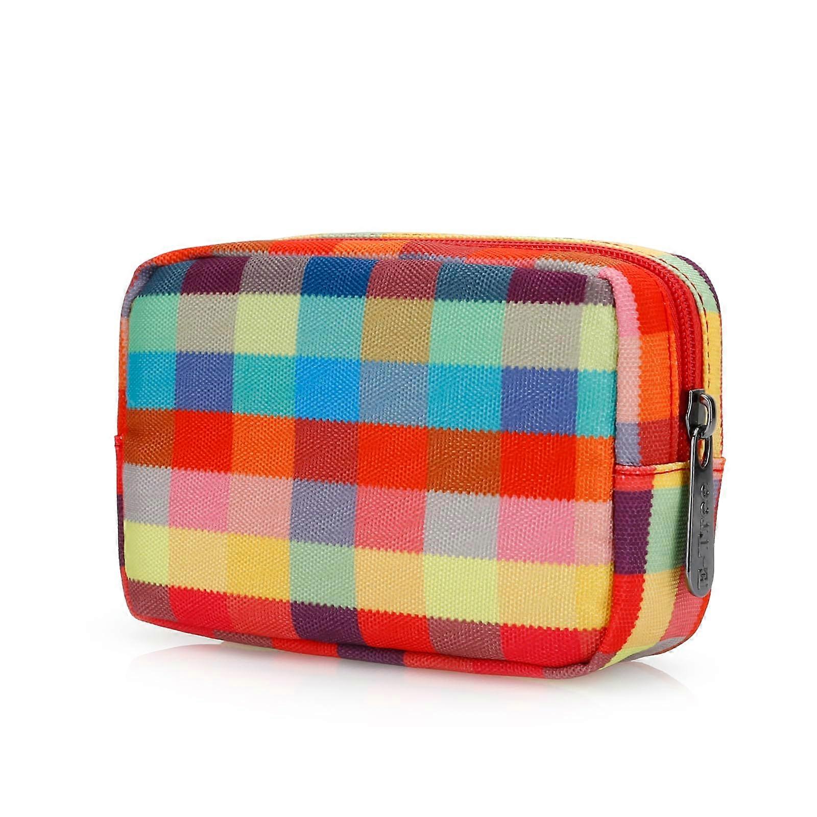 Mini Zippered Makeup Organizer - Compact Travel Pouch with Multiple Compartments for Cosmetics and Toiletries