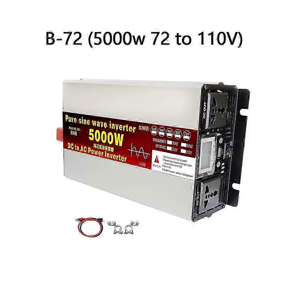 4000W/5000W Pure Sine Wave Power Inverter 12V/24V/72V DC to 110V AC, LCD Display, Multiple Protections, High Efficiency jy