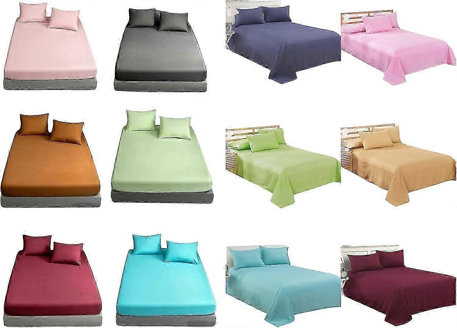 4pc Flannelette Sheets Set (Fitted Sheet, Flat Sheet, Pillowcases Pair) Flannel f