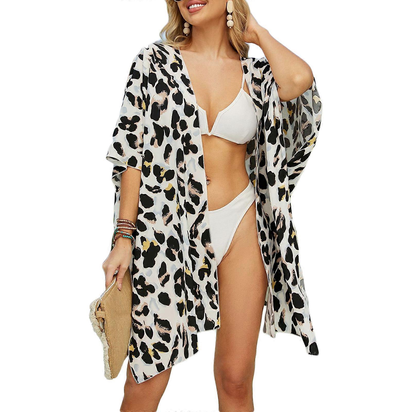 Femmes Maillot De Bain Bikini Couvrir En Mousseline De Soie Transparentes Couvertures Été-Plage-Maillots De Bain Maillot De Bain Ample Demi-Manches-Maillots de Bain Blanc Taille unique