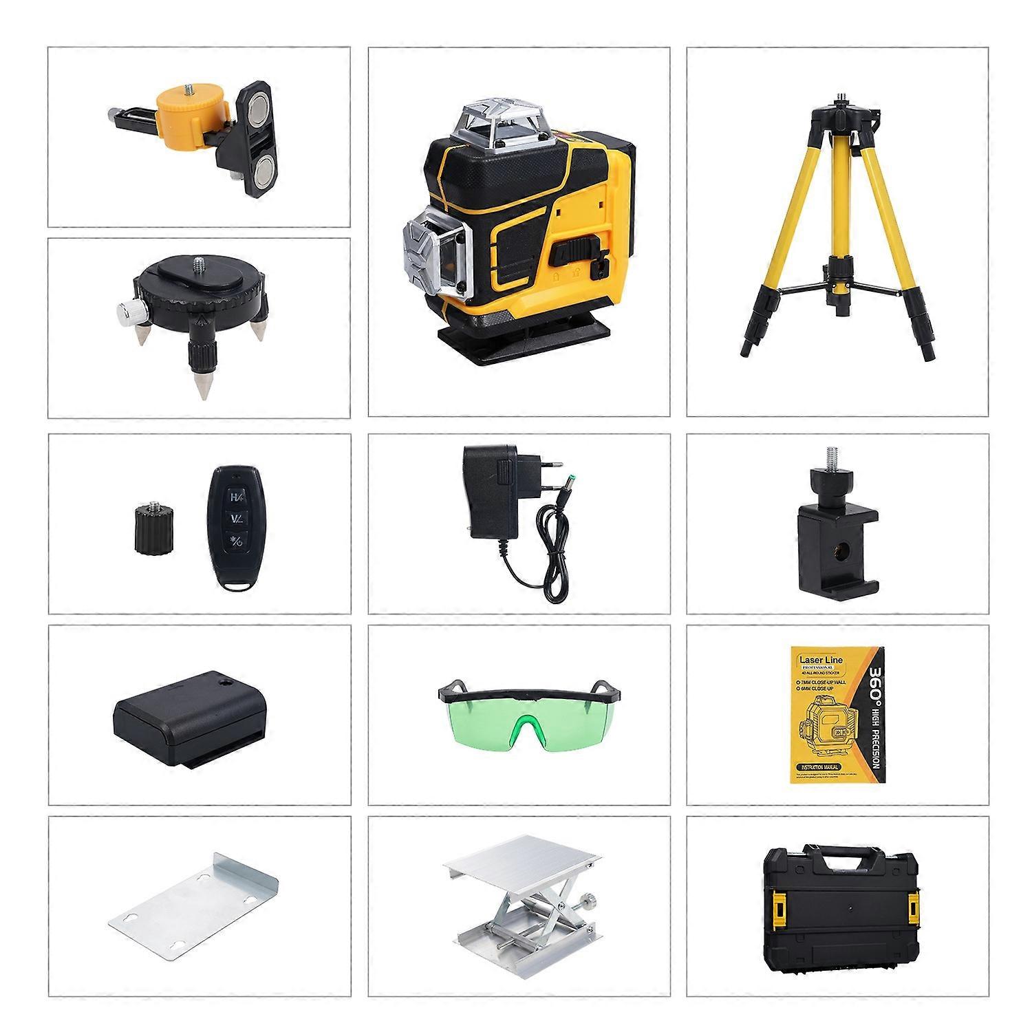 Multifunctional 4D 16 Lines Laser Level 3° Self-leveling Machine Rechargeable Lithium Battery Leveli