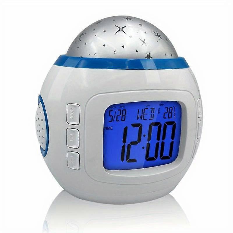 Creative romantic starry sky projection electronic alarm clock-white
