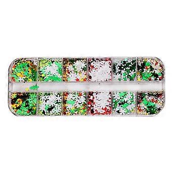 3D blandet snøfnugg tre hjerte stjerne, matcher mange negledekorasjoner, perfekt for DIY-entusiaster, jule neglekunst glitter for moro skyld og enkel