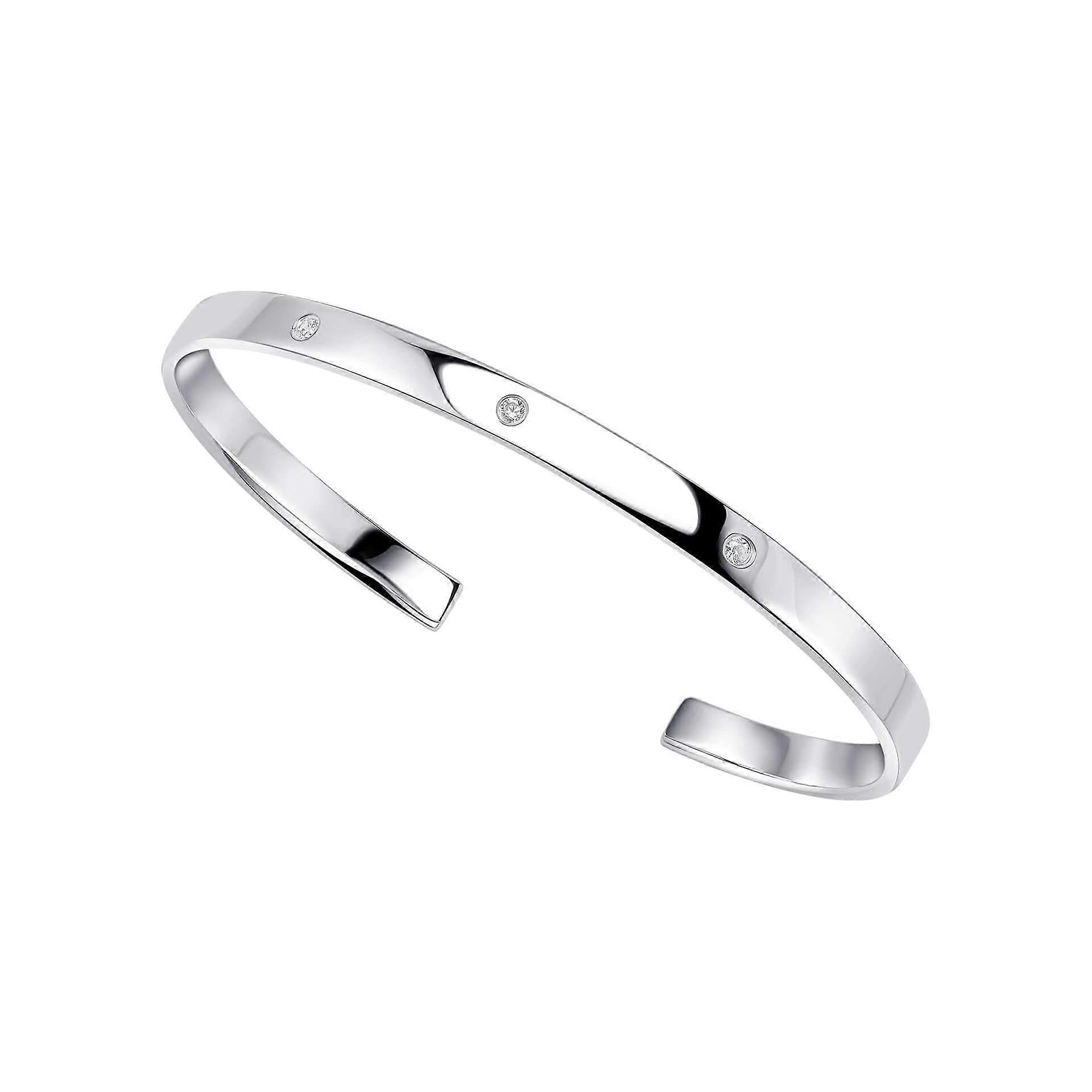 Beginnings Sterling Silver Cubic Zirconia Torque Bangle B5520C