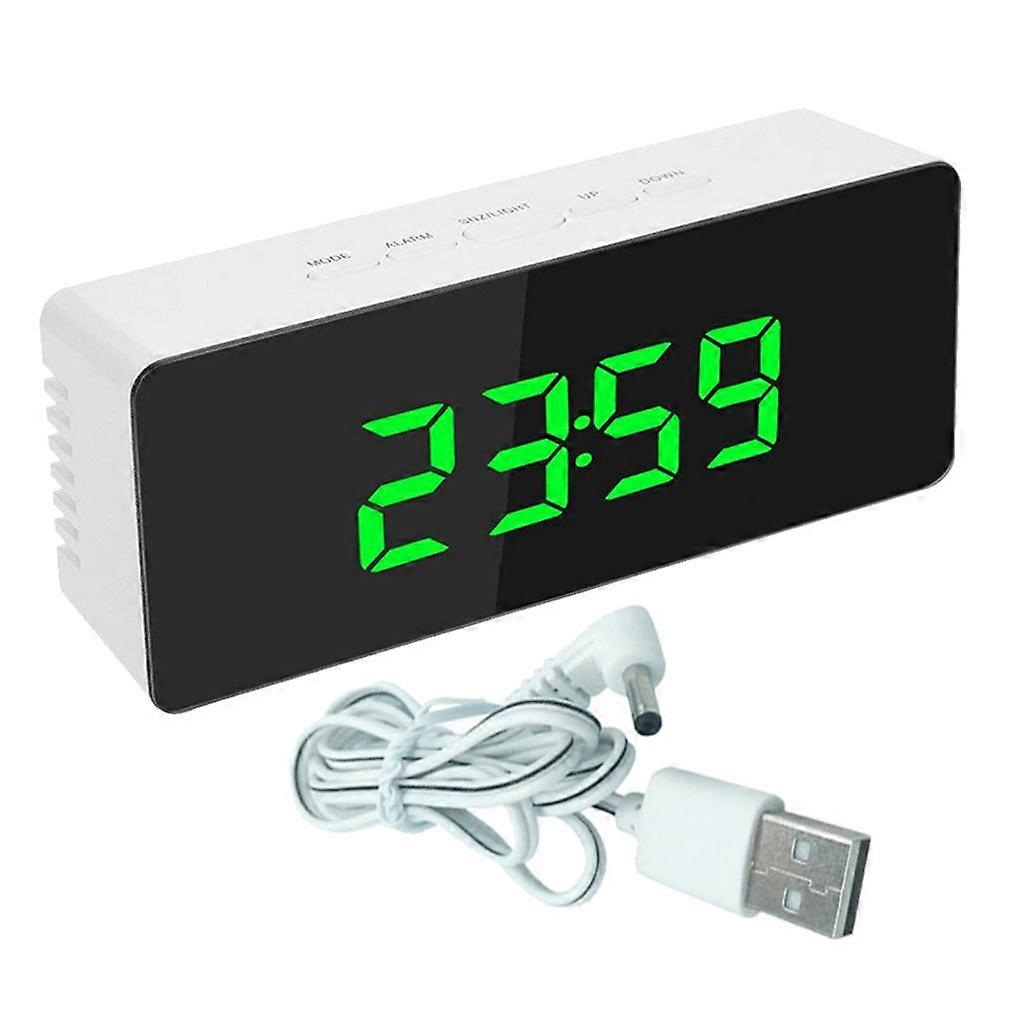 Mirror LED Digital Clock Bedside Snooze Sleep Timer 12/24 Hours Red