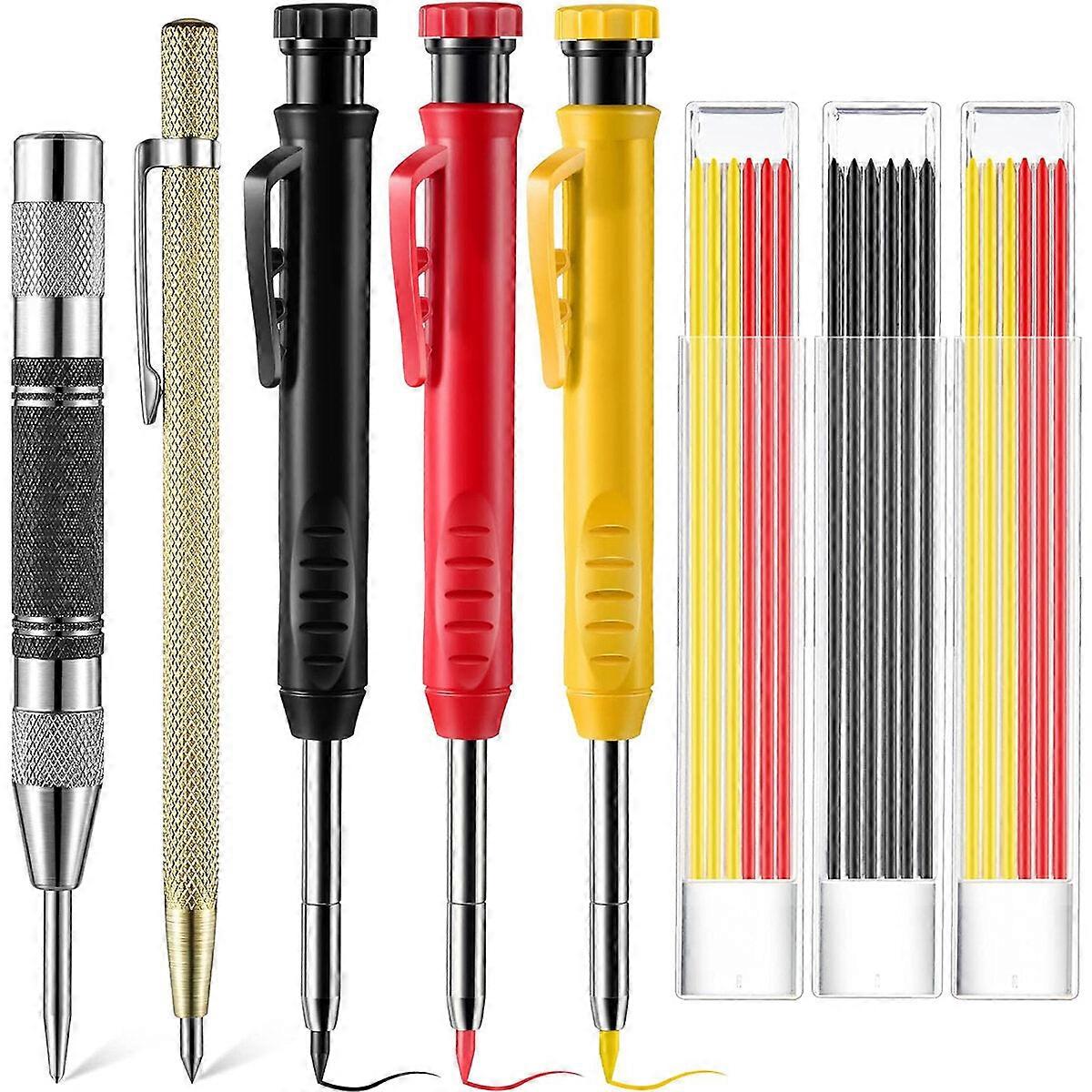 8-Pack Carpenter Pencil Set With Sharpener & Carbide Scribe For Woodworking