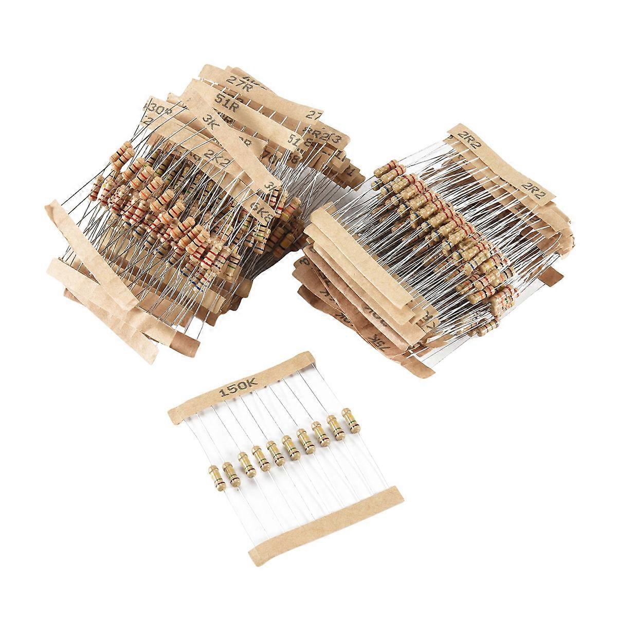 500pcs 50 Values 1/2W 0.5W 5% Carbon Film Resistors Assorted Kit Set