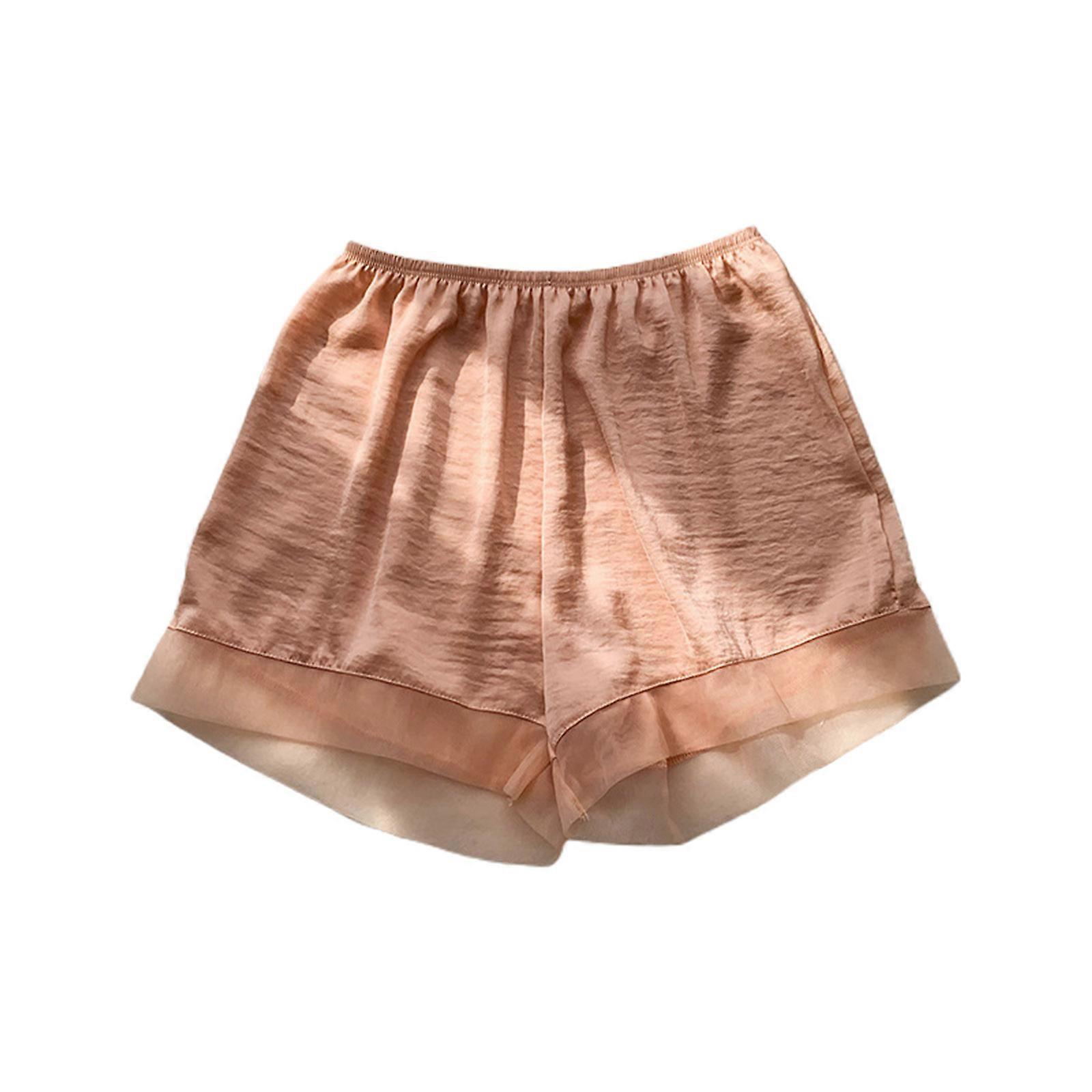 Women Anti Chafing Boyshorts Breathable Chiffon Silk Safety Shorts Loose Slip Shorts Girl Elastic Waist Shorts for Daily  orange One Size