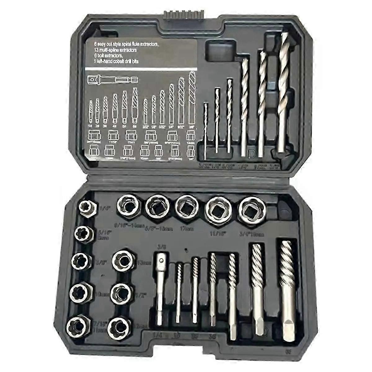 Screw Extractor Center Drill Bit Guide Set - 26Pcs for Broken Damaged Remover Dropship (EU Market)
