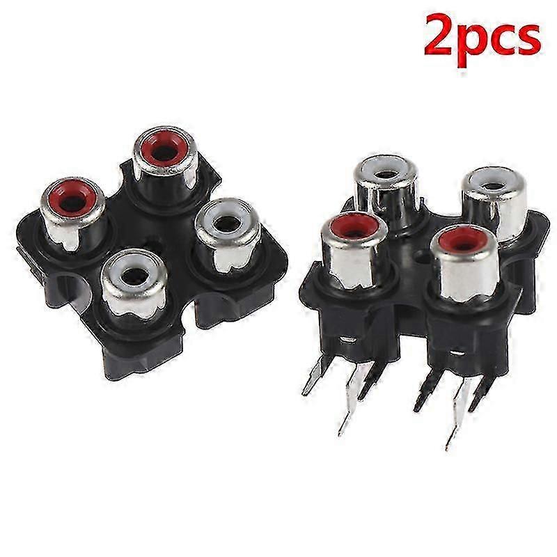 2pcs 4way 6pin Rca Female Audio Video Plug Av Concentric Socket Connector