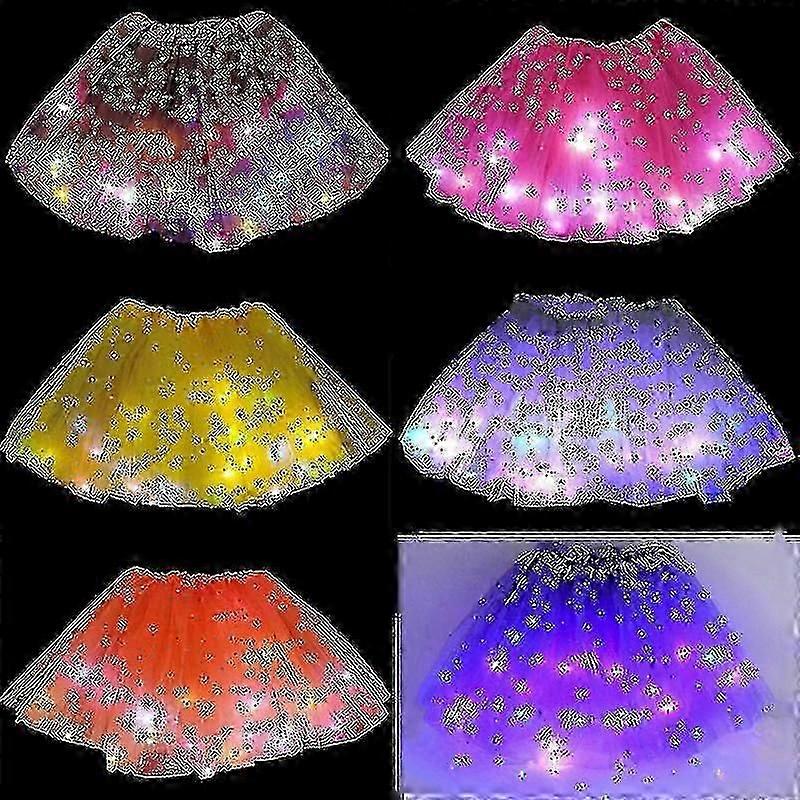 Női Led Tutu szoknyák Lányok Led Izzó Virág Tutu szoknyák Anya Lánya Hozzáillő szoknya Felnőtt Narancssárga
