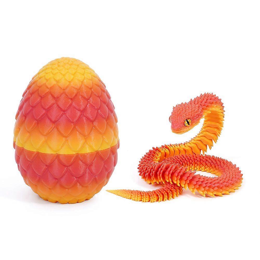 3D Printed Dragon Egg with Snake Included 2025 New Flexible Articulated Snake Toy for Fidget Stress Relief, Easter & Office Decor