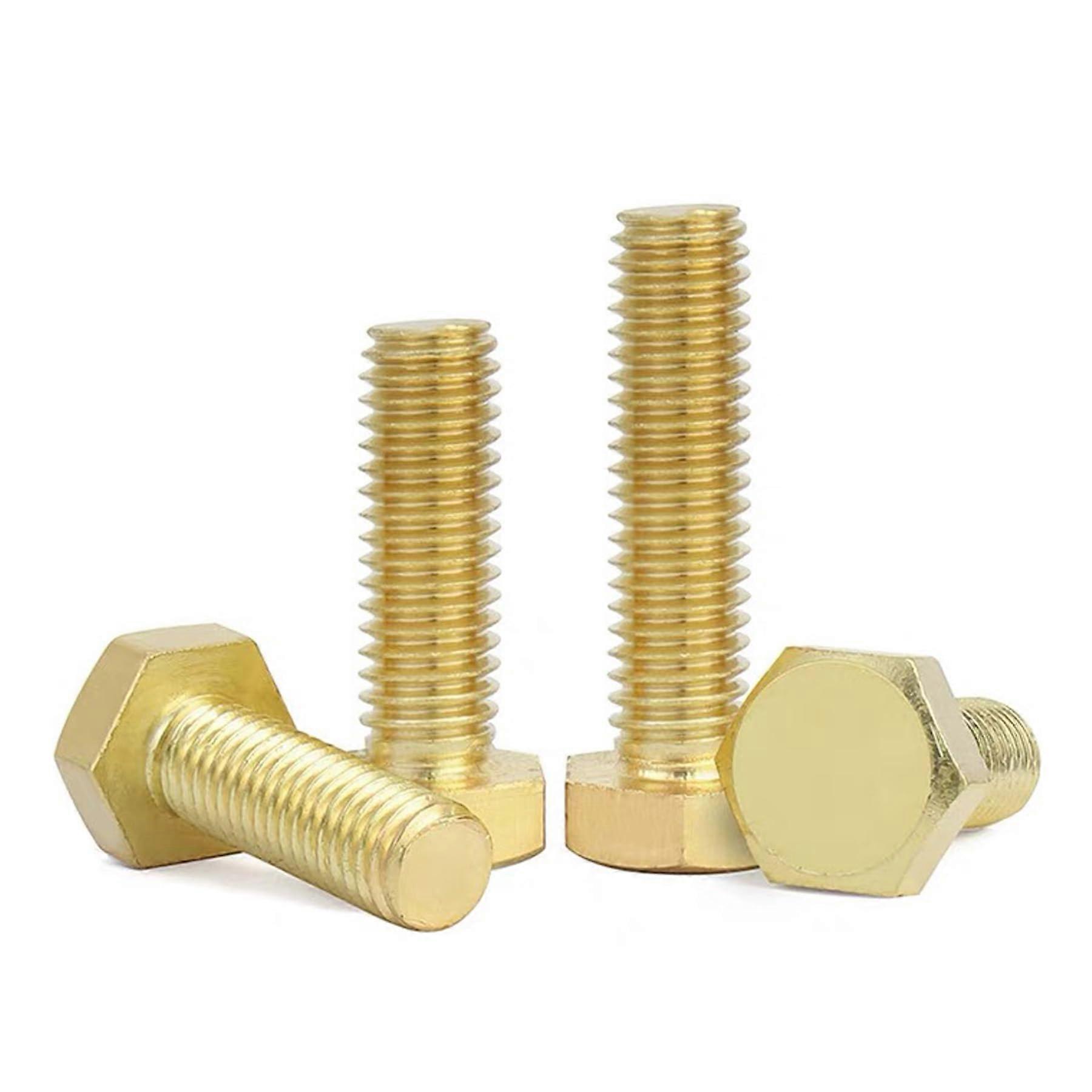 M1250mm Brass Hexagon Screw Bolts - 10 PCS External Hex Head Tap Bolts Hexagon Screws with External Hexagon Thread M1250mm M12
