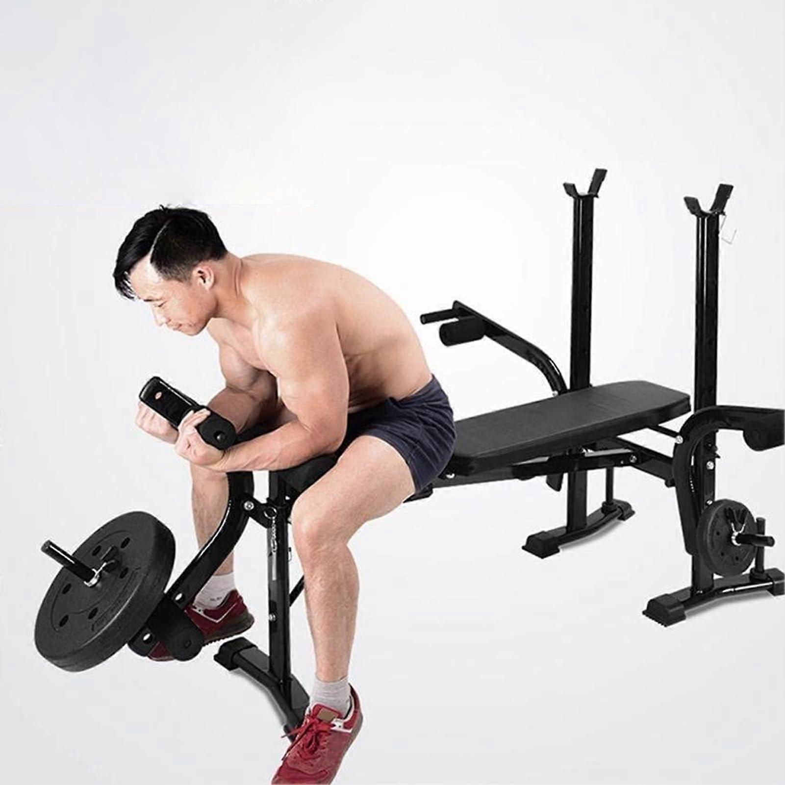 Adjustable Weight Bench Set with Preacher Curl Pad & Leg Developer for Home Gym - 600LBS Capacity Full-Body Strength Trainer