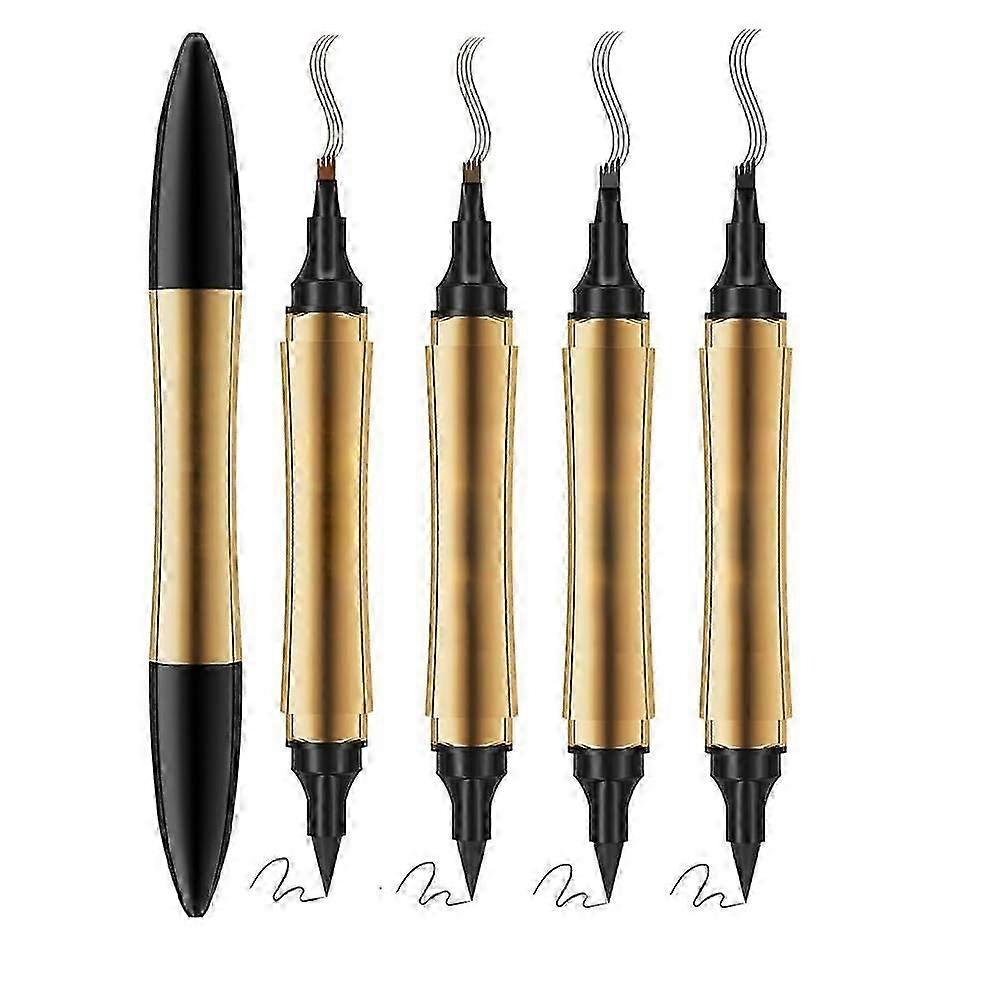 2 em 1 Lápis de sobrancelha mágica, 3D Microblading Lápis de tatuagem de sobrancelha 4 ponta de garfo com delineador, Lápis de sobrancelha Microblading de cabeça dupla