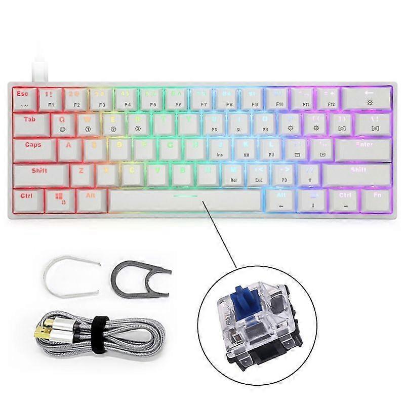 RGB Backlit Mini Keyboard 61Key Hot Swap Programmable 3Pin Swith Keyboard for PC