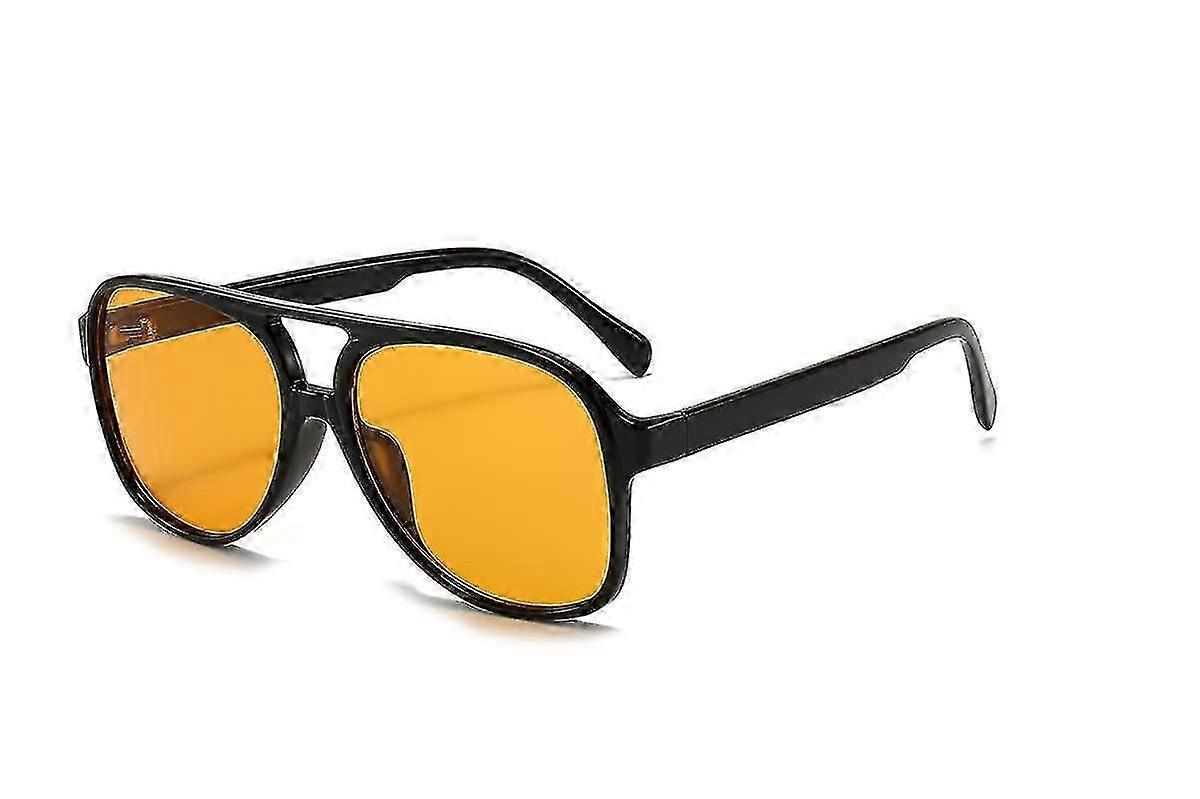 Vintage Aviator Okulary przeciwsłoneczne dla kobiet Mężczyźni Okulary z lat 70. Retro Oversized Yellow Lens Shades