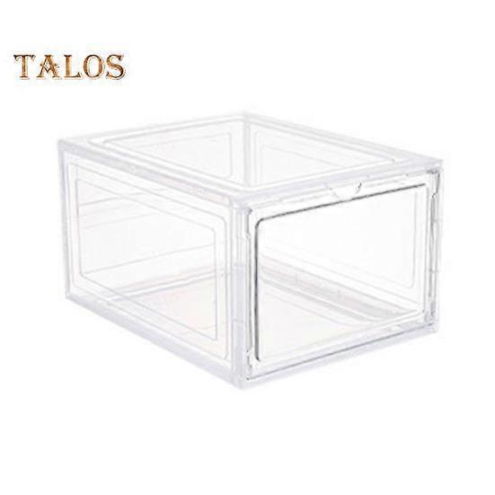 Clear Shoe Storage Box with Magnetic Door Large Capacity Stackable Transparent Dustproof Shoe Display Organizer Container