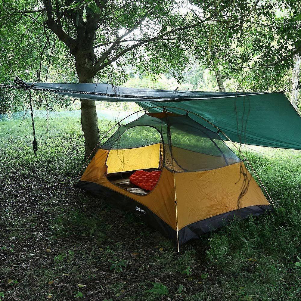 Awning, 3 x 3 m Camping Tarp, Waterproof and UV Resistant Tarp with Accessories, Outdoor Activities (Dark Green)