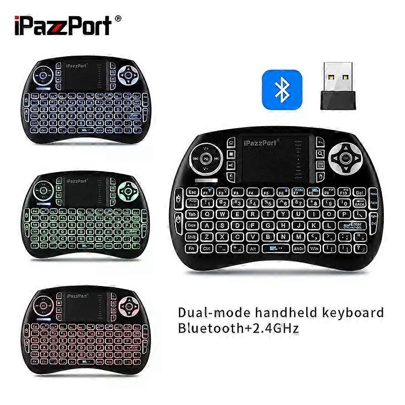 con iPazzPort (Upgrade) Mini Bluetooth Keyboard with Touchpad, Handheld Backlit for Google/AndroidTVBox/FireStick/Laptop/PC KP-21SM